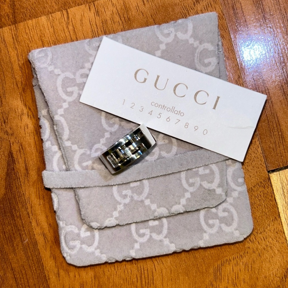 Authentic Gucci Cutout G Sterling Silver Ring